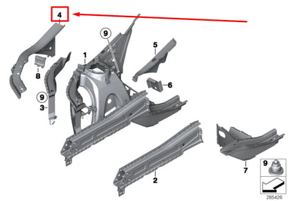NEW BMW F25 LEFT WHEEL ARCH OUTSIDE SUPPORT CARRIER 41117376619 7376619 ORIGINAL
