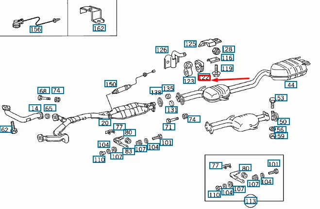 NEW MERCEDES-BENZ S W140 CENTRAL MUFFLER SUSPENSION RING A1404920244 ORIGINAL