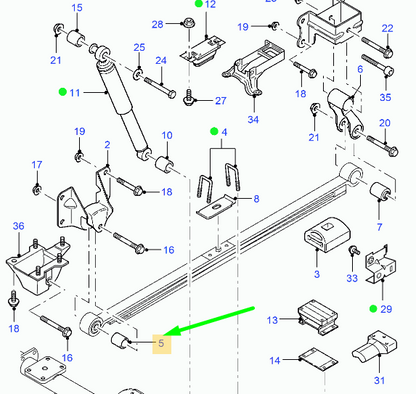 new ford transit mk6 rear leaf spring eye bush 1749786 yc1j-5781-ac original
