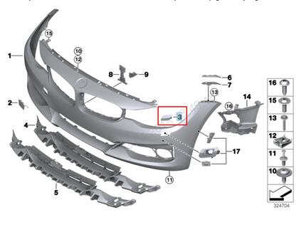 new bmw 3 gt f34 left headlight washer cover 51117371847 7371847 2016 original