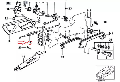 NEW BMW 5 E34 FRONT LEFT DOOR CABLE 51218148619 ORIGINAL