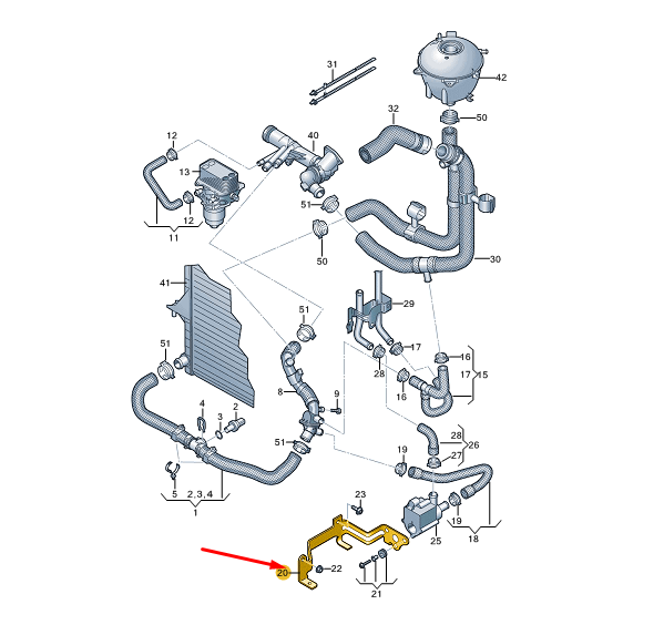 NEW VW TRANSPORTER VI T6 ADDITIONAL COOLANT PUMP BRACKET 7E0121079AK ORIGINAL