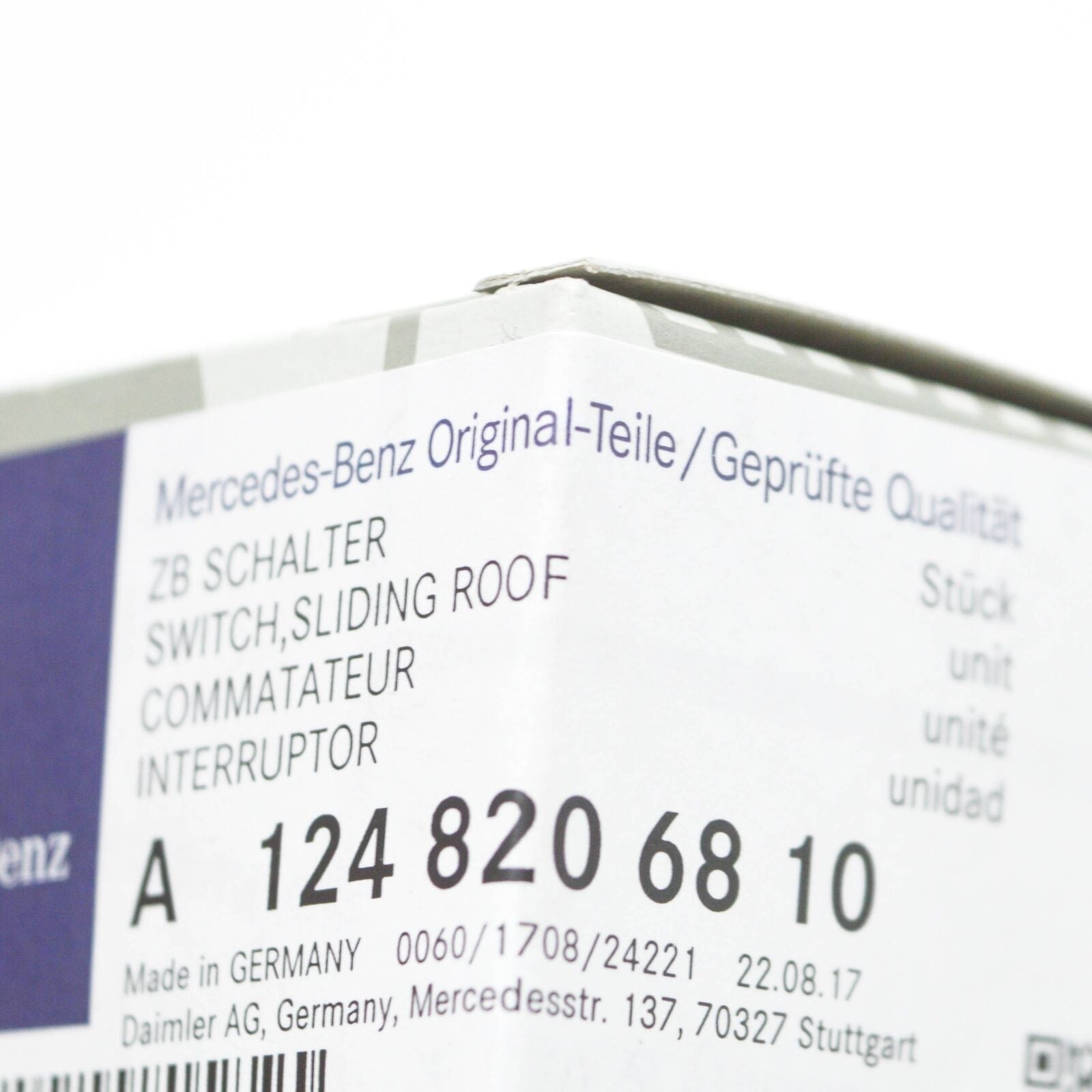 NEW MERCEDES-BENZ E W124 ELECTRIC SLIDING ROOF SWITCH A1248206810 ORIGINAL