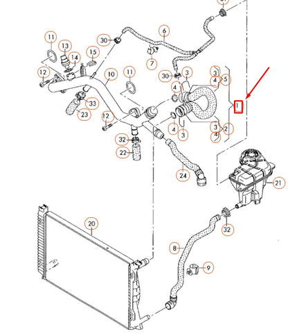 NEW AUDI A6 C6 UPPER RADIATOR COOLANT HOSE 4F0121101F
