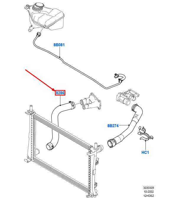 new ford fiesta be256 mk5 radiator lower hose assy 1546445 2s6h-8b273-ad