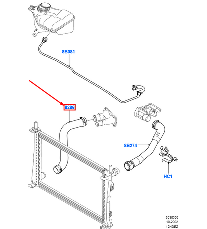 new ford fiesta be256 mk5 radiator lower hose assy 1546445 2s6h-8b273-ad