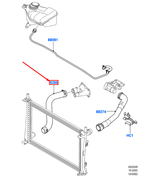 new ford fiesta be256 mk5 radiator lower hose assy 1546445 2s6h-8b273-ad