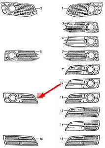 NEW AUDI A3 8P RIGHT FOG LIGHT GRILLE CHROME 8P0807682JT94 2011 ORIGINAL
