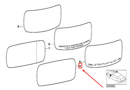 NEW BMW X5 E53 FRONT LEFT DOOR MIRROR GLASS 51168247769 8247769 ORIGINAL