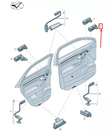 NEW VW TOUAREG CR FRONT DOOR TRIM PANEL LED MODULE 760947581B