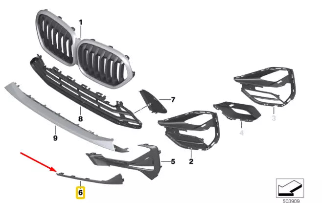 NEW BMW X1 F48 FRONT LEFT GRILLE SIDE TRIM 51117954257 ORIGINAL