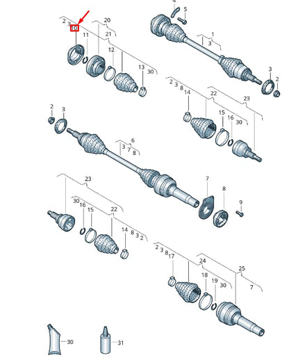 NEW VW TRANSPORTER VI T6 FRONT DRIVE SHAFT LEFT INNER END CAP 7H0407115