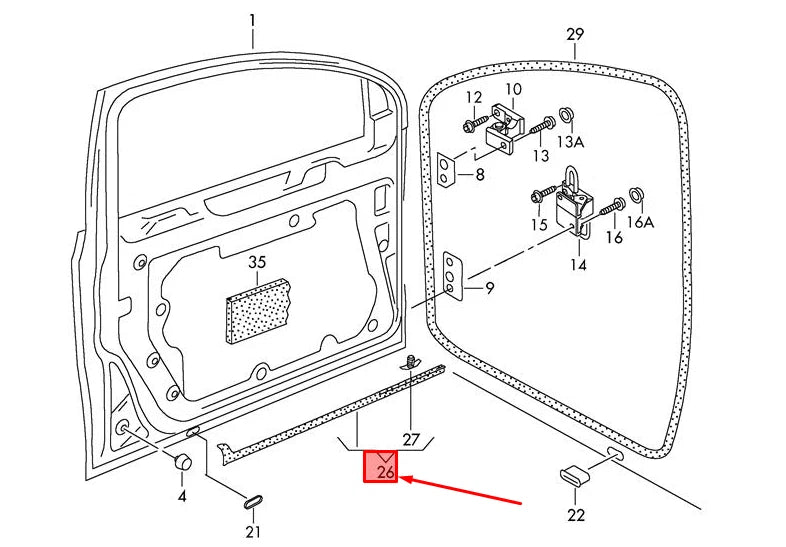 NEW VW GOLF MK5 1K DOOR SEAL OUTER LEFT LOWER W'STRIP 5K4837651B ORIGINAL