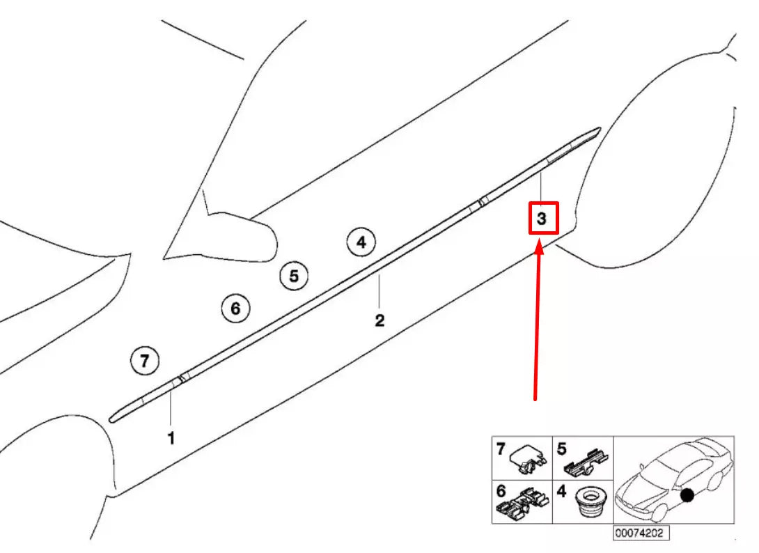 NEW BMW 3 E46 REAR LEFT MOULDING FENDER 51138238879 8238879 ORIGINAL