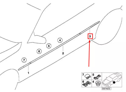 NEW BMW 3 E46 REAR LEFT MOULDING FENDER 51138238879 8238879 ORIGINAL