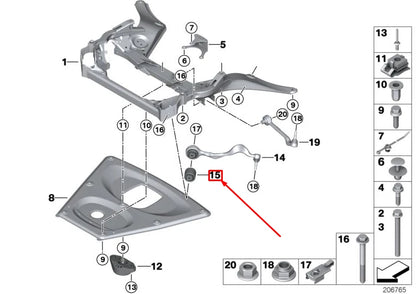NEW BMW 3 E90 FRONT AXLE PULL ROD RUBBER MOUNTING 31102283579 ORIGINAL