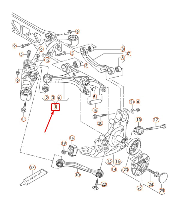 NEW AUDI A4 B8 REAR LEFT AXLE CONTROL ARM 8K0505311J ORIGINAL