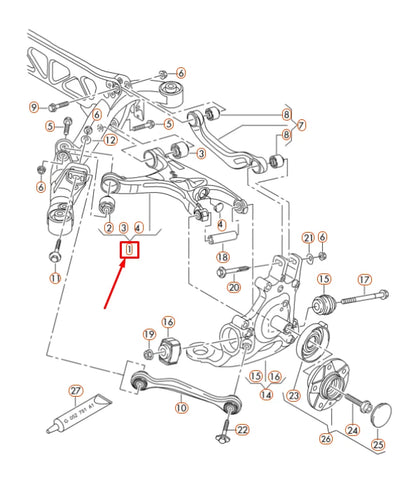 NEW AUDI A4 B8 REAR LEFT AXLE CONTROL ARM 8K0505311J ORIGINAL