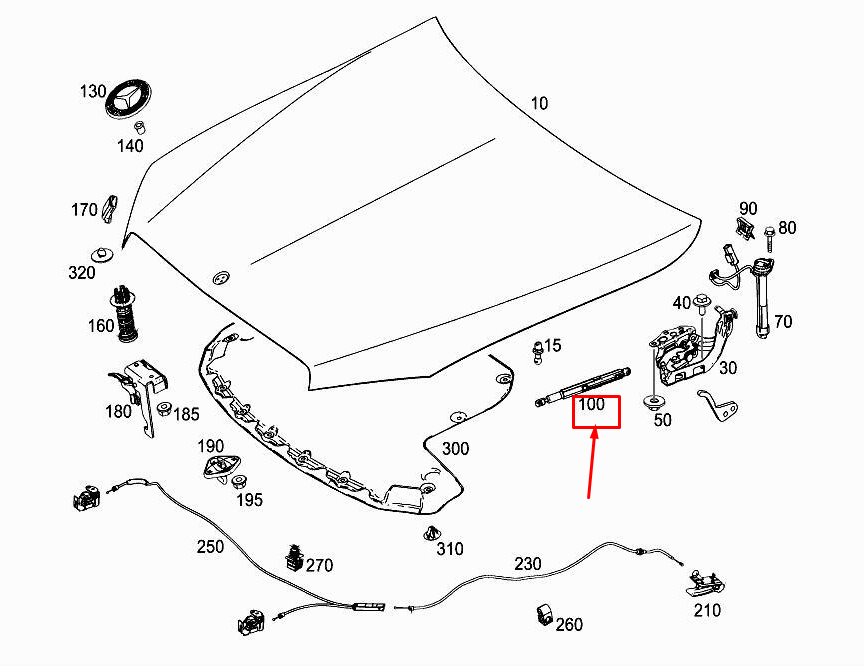 new mercedes-benz glc x253 front left hood pneumatic strut a2539801164 original