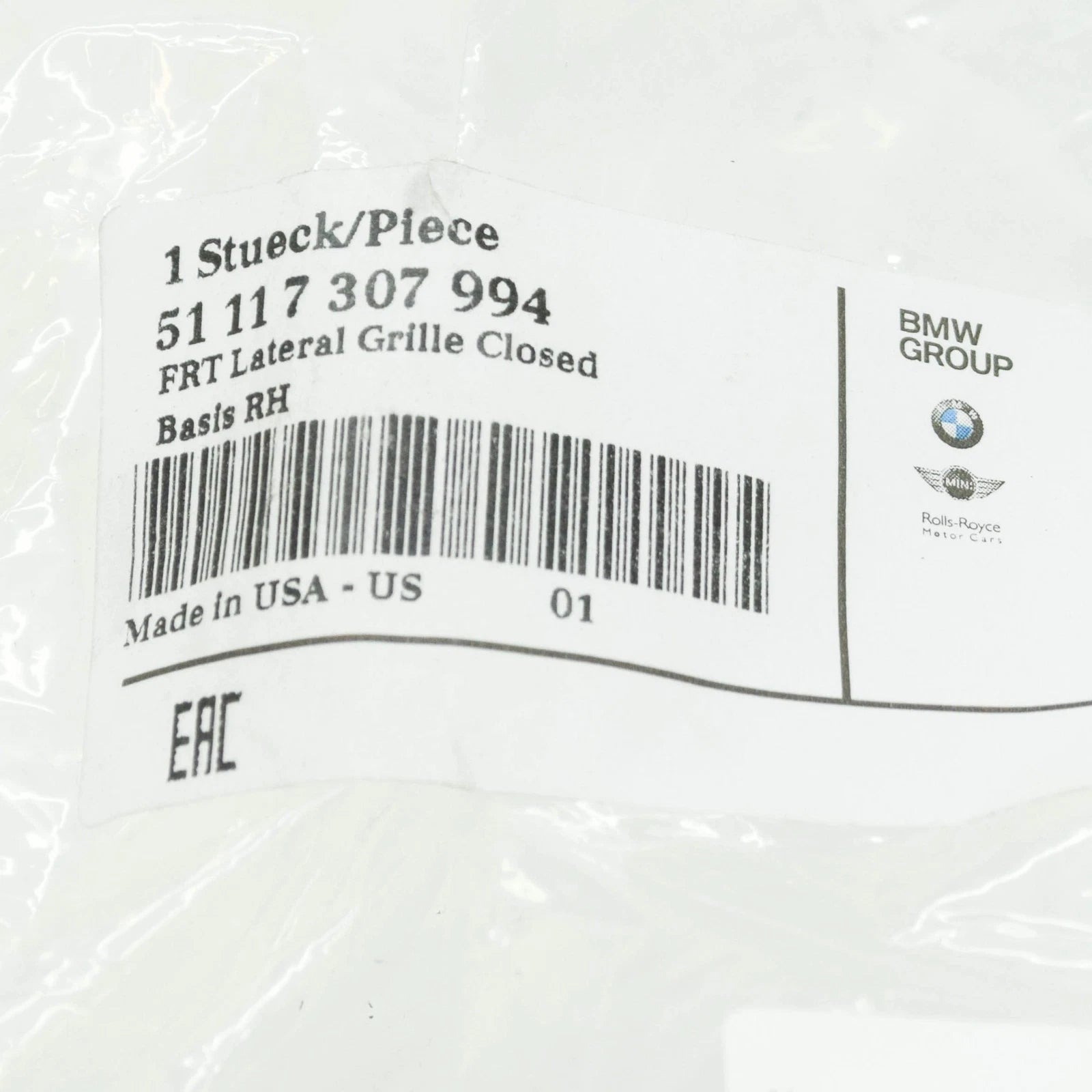 NEW BMW X5 F15 FRONT BUMPER RIGHT GRILLE 51117307994 7307994 2015 ORIGINAL