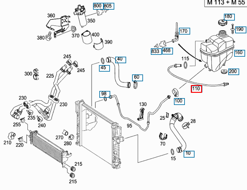 NEW MERCEDES-BENZ E W211 EXPANSION TANK VENT HOSE A2115010425 64 ORIGINAL