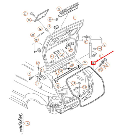 NEW AUDI A3 8P REAR LID RUBBER SEAL 8P4827705E