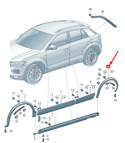 new volkswagen t-roc a11 rear right fender molding 2ga854820e9b9 original
