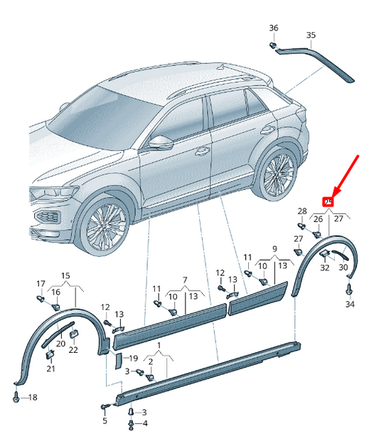 new volkswagen t-roc a11 rear right fender molding 2ga854820e9b9 original