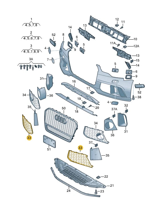 NEW AUDI RS7 FRONT BUMPER LEFT AIR GUIDE GRILL GLOSS BLACK 4G8807681FT94