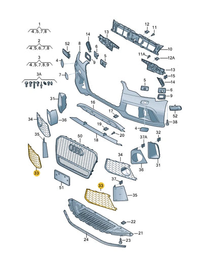 NEW AUDI RS7 FRONT BUMPER LEFT AIR GUIDE GRILL GLOSS BLACK 4G8807681FT94