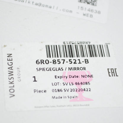 NEW VW UP 12 FRONT LEFT DOOR MIRROR GLASS RHD 6R0857521B ORIGINAL