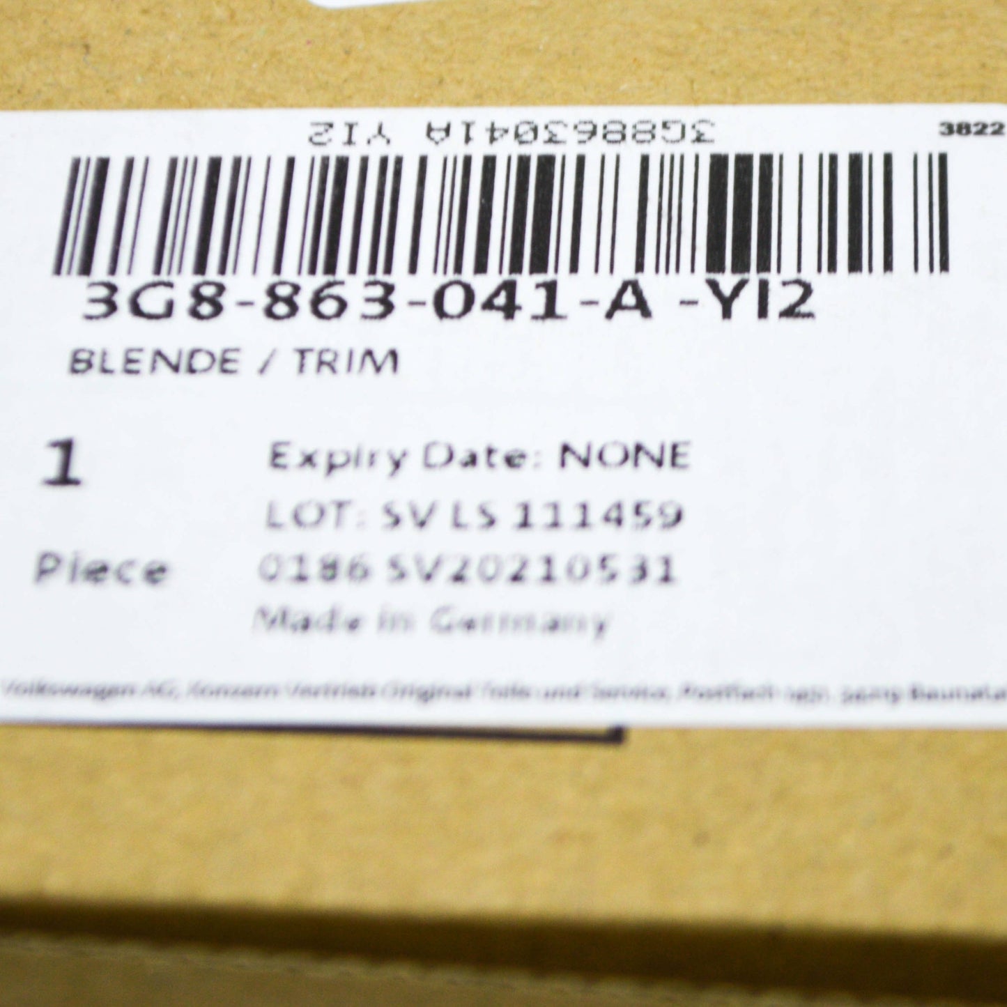 NEW VOLKWAGEN ARTEON 3H7 FRESH AIR HEATER CONTROL TRIM RHD 3G8863041AYI2