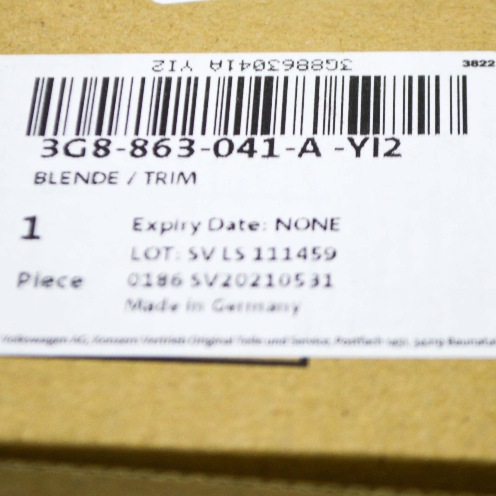 NEW VOLKWAGEN ARTEON 3H7 FRESH AIR HEATER CONTROL TRIM RHD 3G8863041AYI2