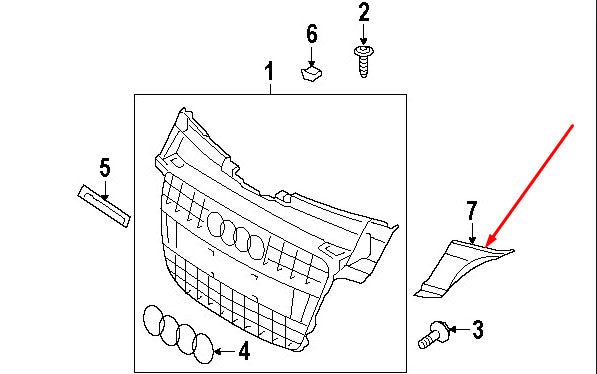 Genuine Audi Tt 8J Front Bumper Center Grille Left Cover 8J0807081B 2010 Original