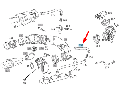 new mercedes-benz sl r129 engine breather hose a1120180282 original