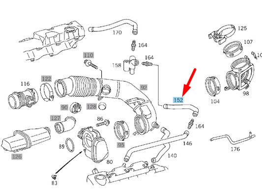 new mercedes-benz sl r129 engine breather hose a1120180282 original