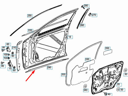 NEW MERCEDES-BENZ S-CLASS W222 FRONT RIGHT DOOR SEAL A2226900270 ORIGINAL