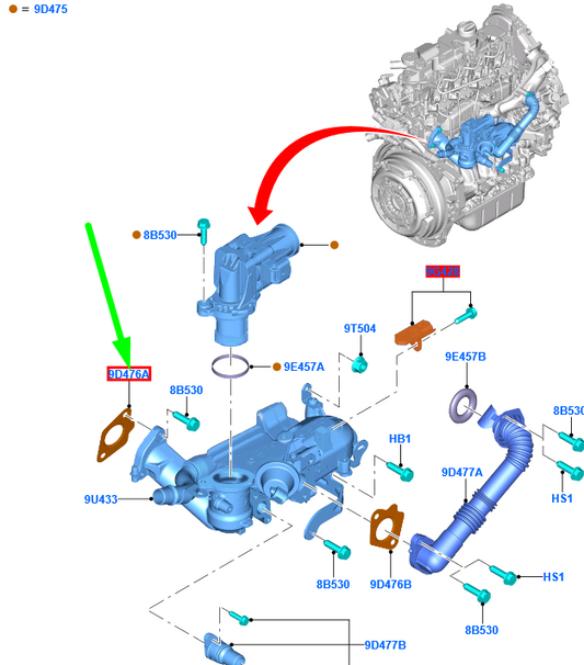 new ford ecosport mk2 bk egr gasket av6q-9d476-aa 1696796 original