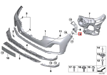 NEW BMW X7 G07 FRONT RIGHT INSERT BUMPER BRACKET 51117458366 ORIGINAL