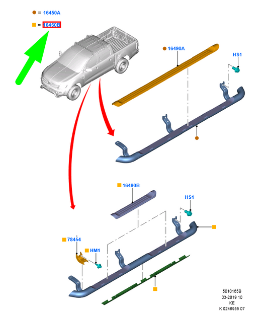 new ford ranger mk3 left side step assy 5284009 ab39-16451-he original