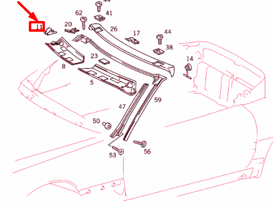 NEW MERCEDES-BENZ SL R129 FRONT ROOF RAIL TOP CLIP A1299881178 ORIGINAL