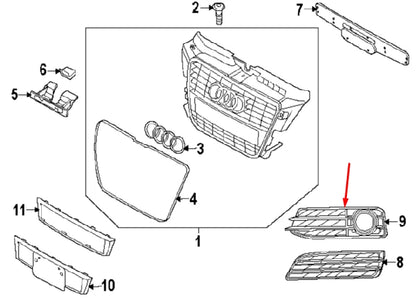 NEW AUDI A3 8P LEFT FOG LIGHT GRILLE 8P0807681M9B9 8P0807681M 9B9 2011