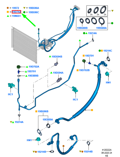 new ford ranger t6 mk1 ac hose pipe 2464082 eb3b-19n602-jd original