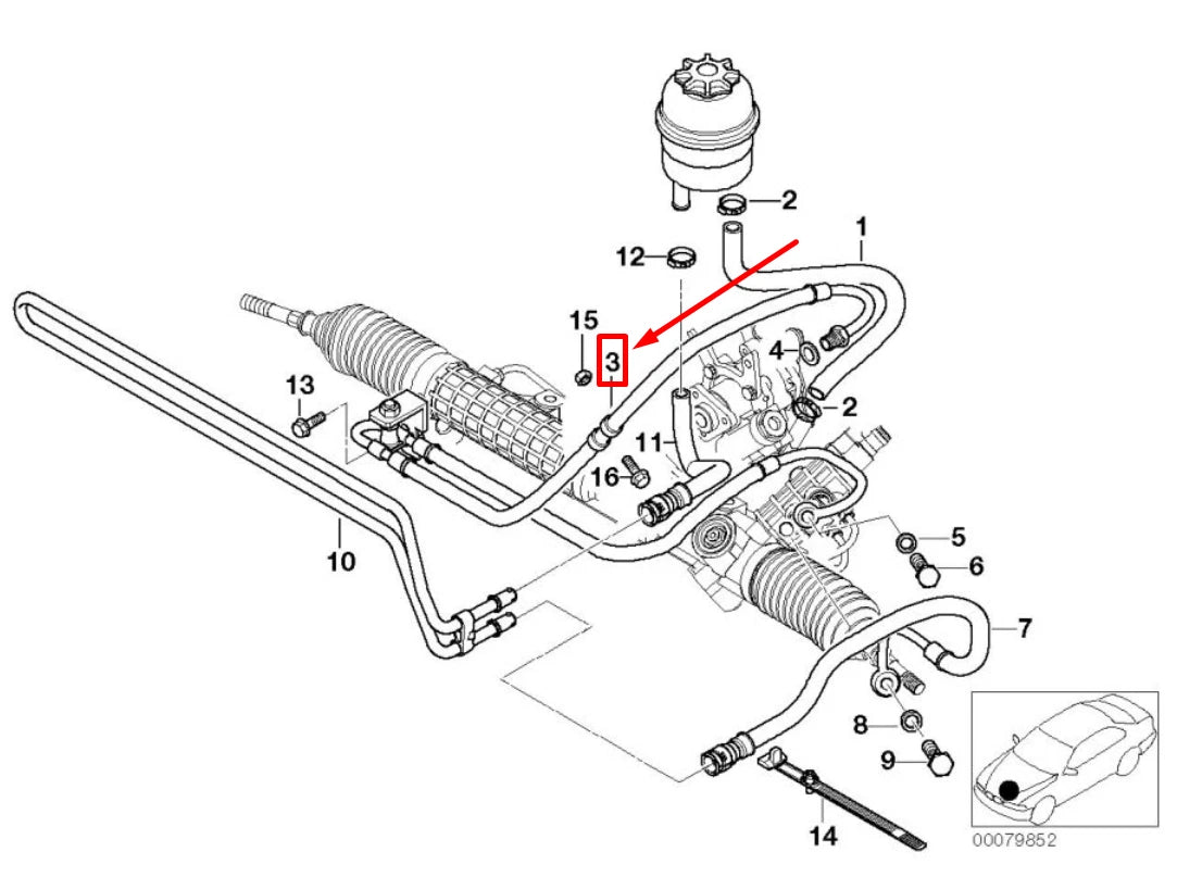 NEW BMW 3 E46 POWER STEERING HIGH PRESSURE HOSE 6774215 32416774215 ORIGINAL