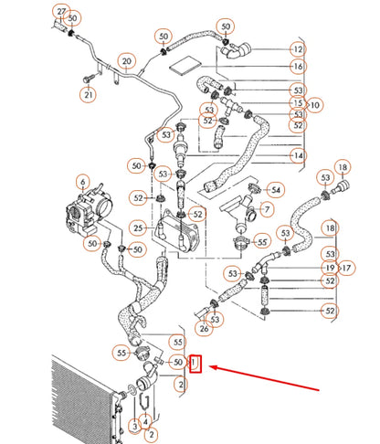 NEW VOLKSWAGEN GOLF MK6 UPPER FEED RADIATOR COOLANT HOSE 1K0122101FD ORIGINAL