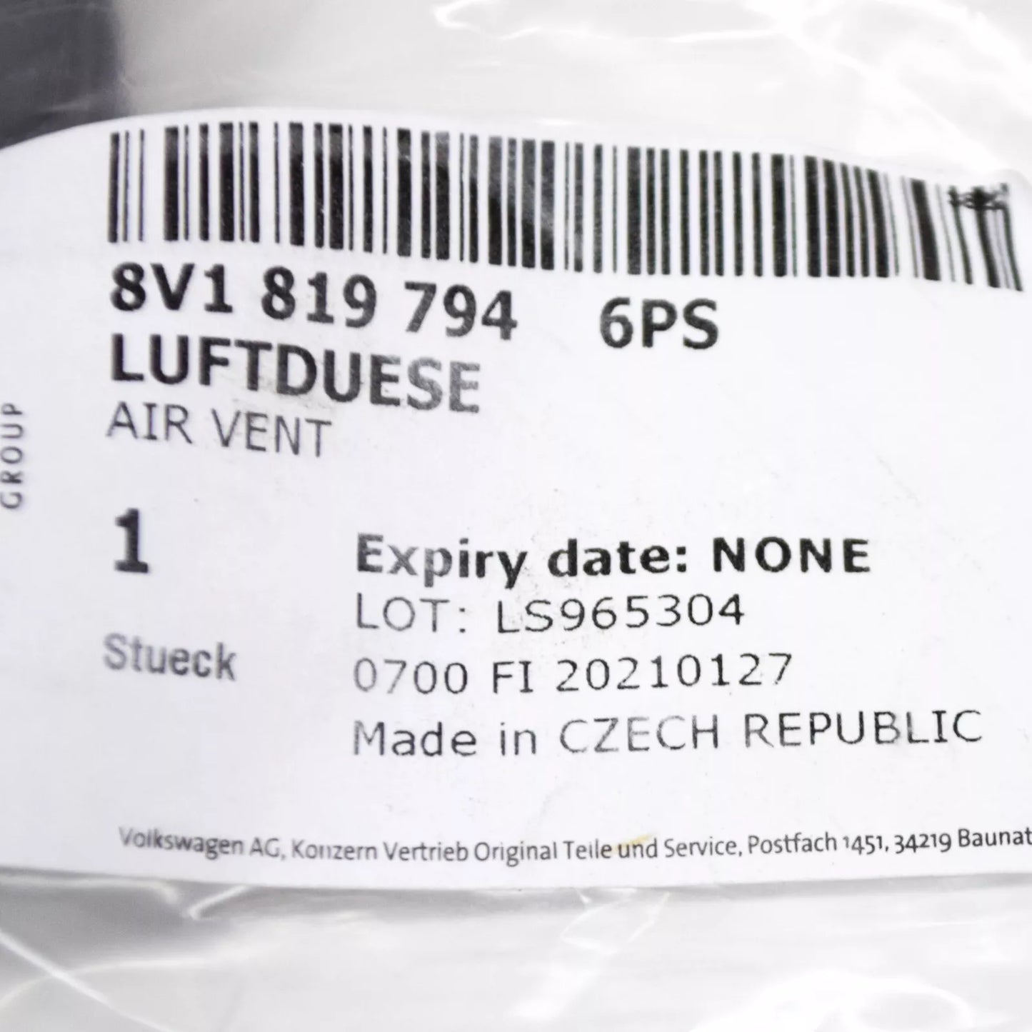 NEW AUDI A3 8V DASHBOARD RIGHT AIR VENT LHD 8V18197946PS ORIGINAL