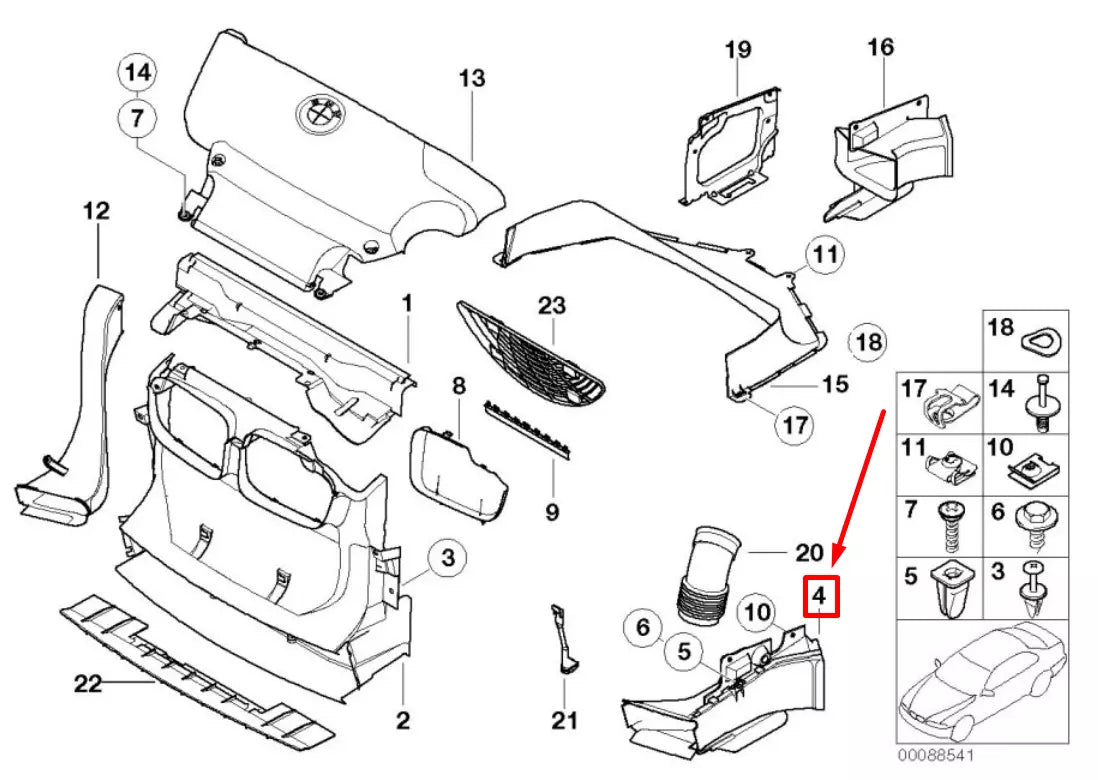 NEW BMW 3 E46 RIGHT BRAKE DUCT 51717894700 7894700 ORIGINAL