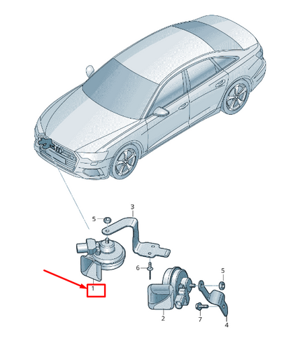 NEW AUDI A6 4A C8 UPPER RIGHT LOW TONE HORN SIGNAL 4K6951221A ORIGINAL