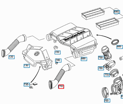 NEW MERCEDES BENZ E W211 AIR INTAKE INLET LEFT HOSE A1130942282 ORIGINAL
