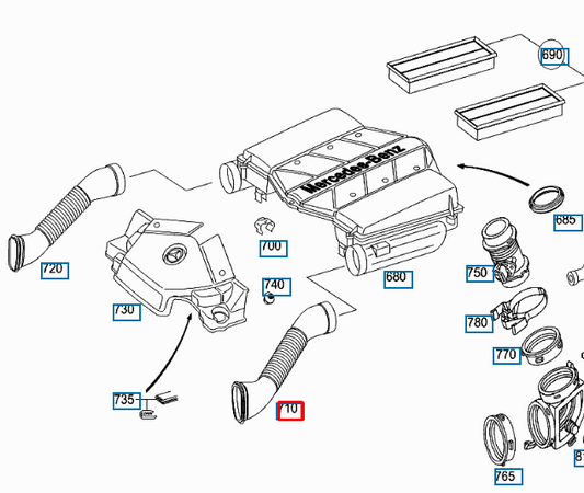NEW MERCEDES BENZ E W211 AIR INTAKE INLET LEFT HOSE A1130942282 ORIGINAL